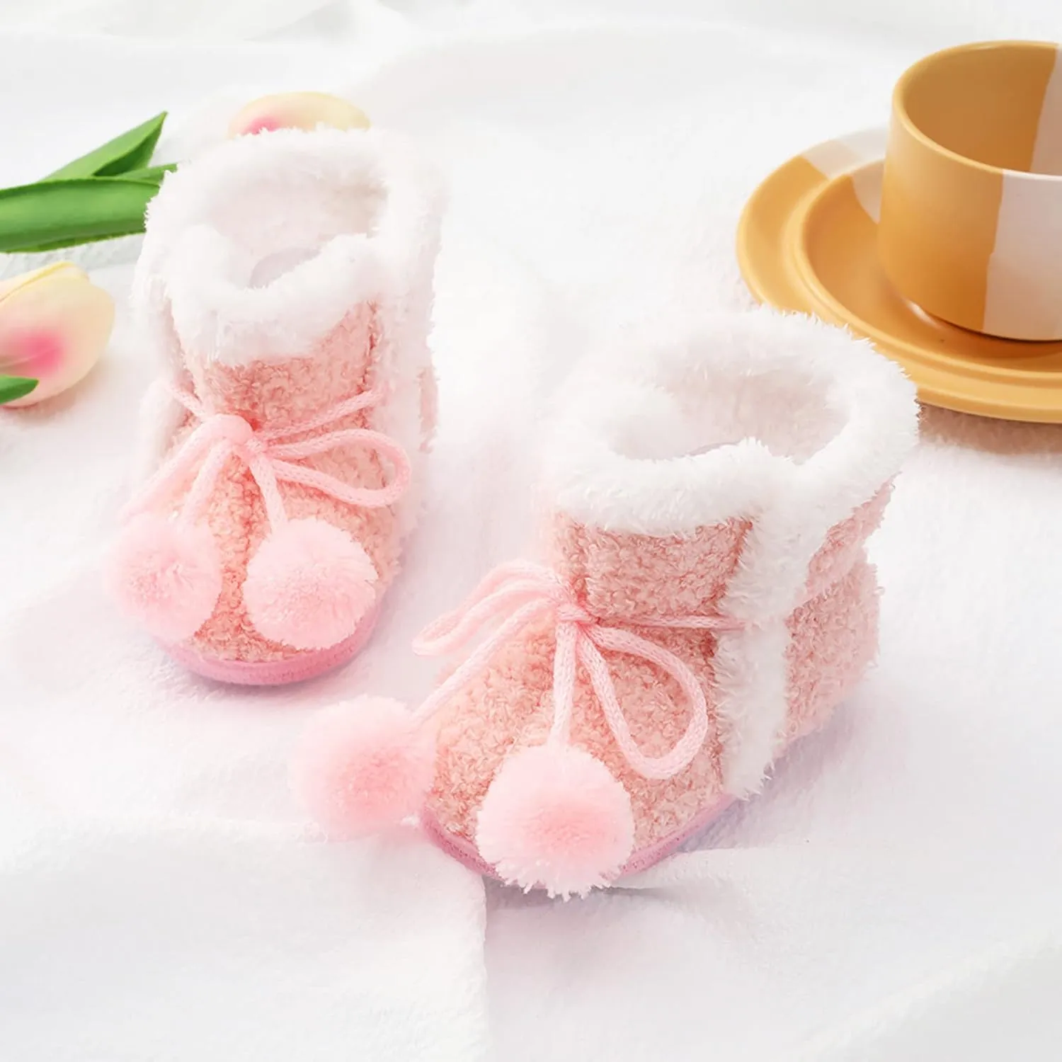 Infant Baby Boys Girls Booties Soft Non-Slip Sole Newborn Toddler First Walkers Crib Winter Warm Socks Snow Boots