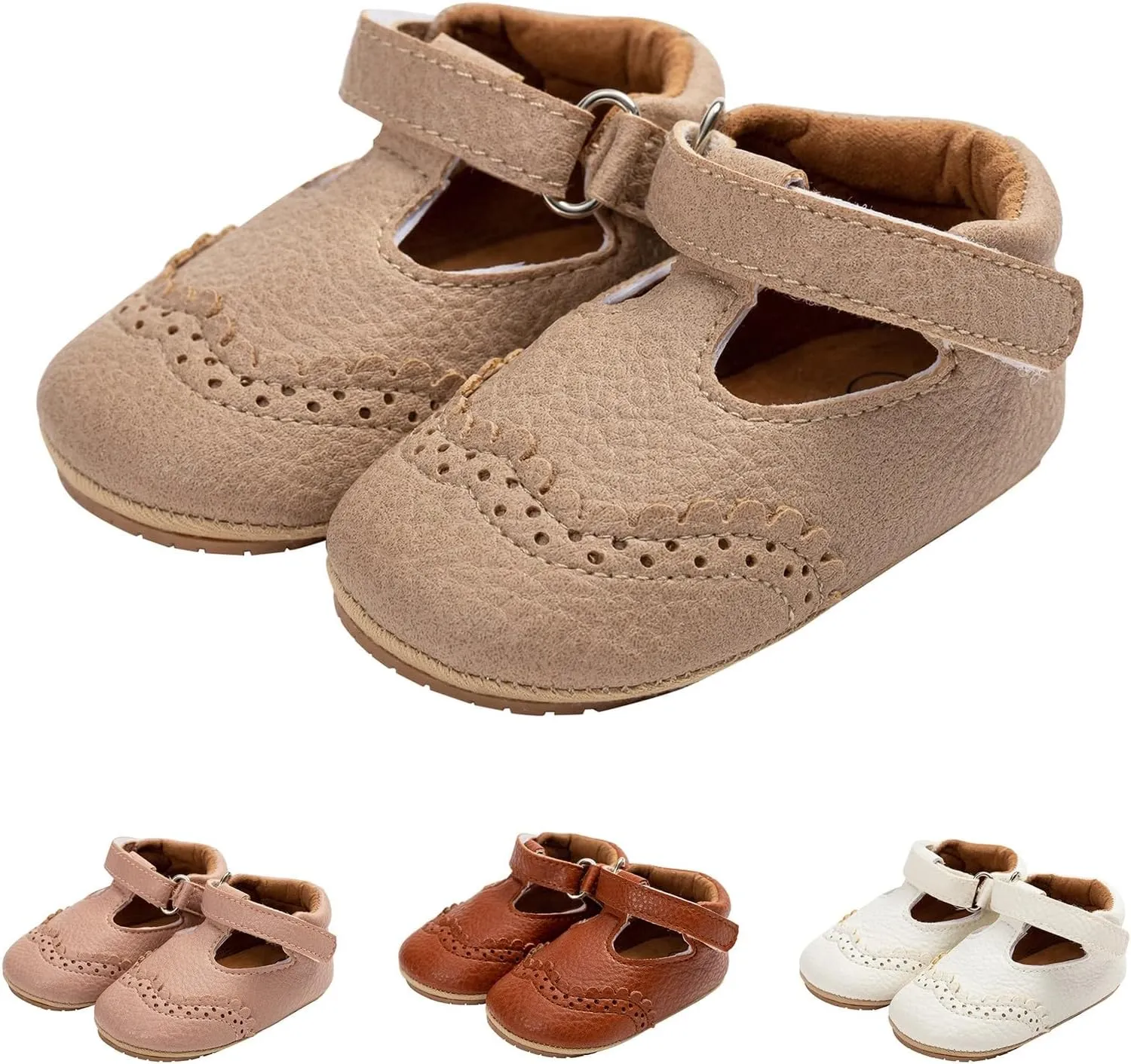 Infant Baby Girls Mary Jane Shoes Toddler First Walkers Soft Sole PU Leather Flats Princess Wedding Dress Shoes