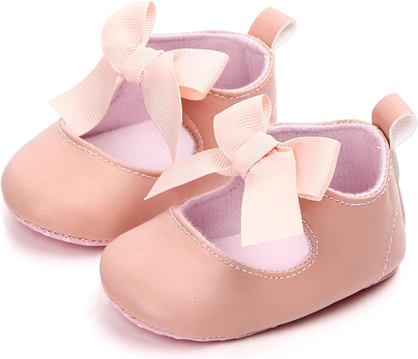 Infant Baby Girls Soft Sole Bowknot Princess Wedding Dress Mary Jane Flats Prewalker Newborn Light Baby Sneaker Shoes