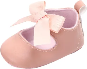 Infant Baby Girls Soft Sole Bowknot Princess Wedding Dress Mary Jane Flats Prewalker Newborn Light Baby Sneaker Shoes
