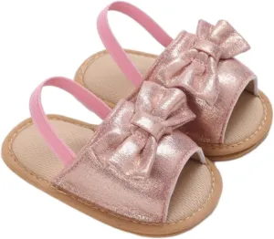 Infant Baby Girls Summer Sandals with Bowknot Open Toe Soft Sole Newborn Toddler First Walker Crib Girls Running Shoes