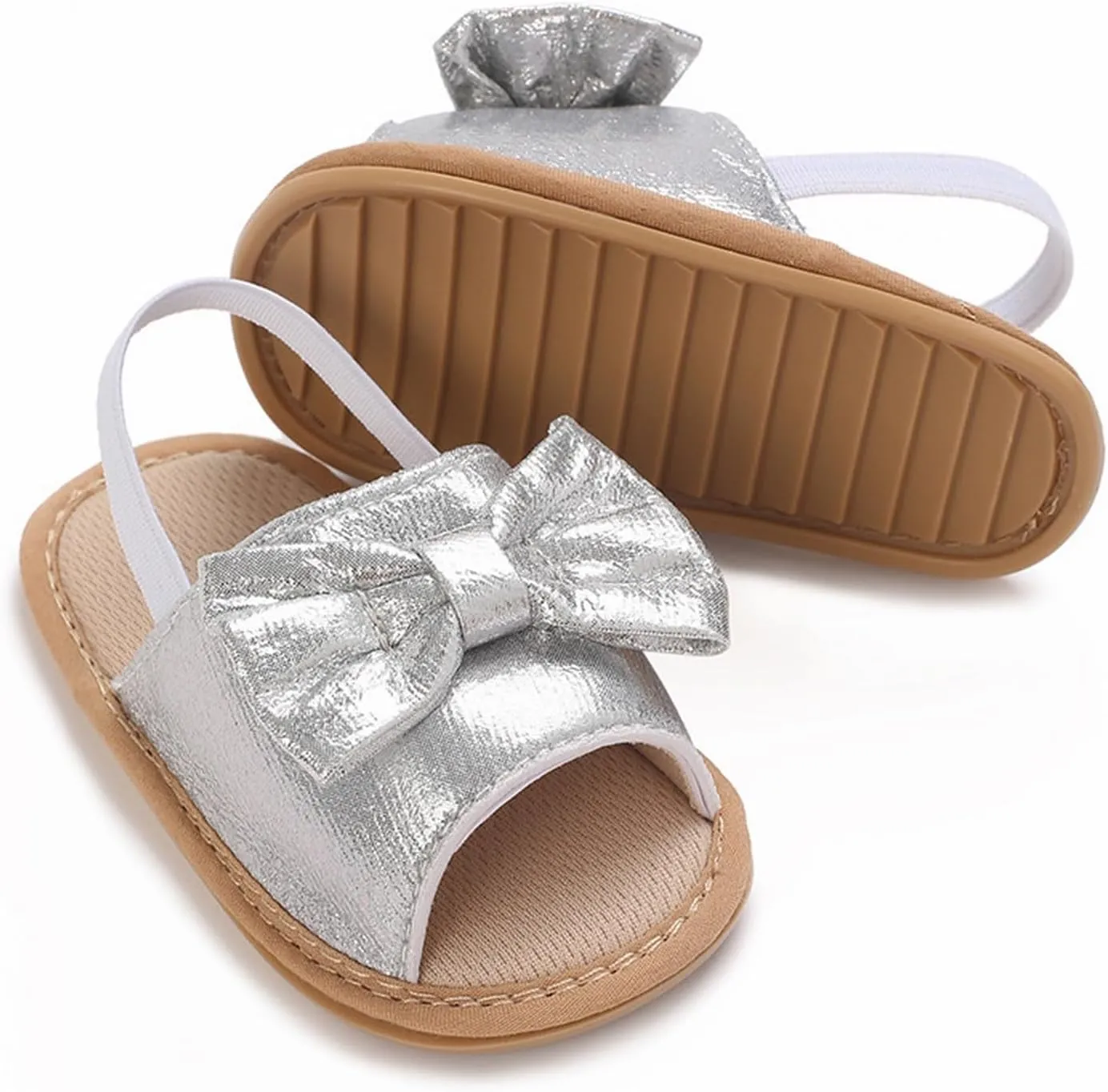 Infant Baby Girls Summer Sandals with Bowknot Open Toe Soft Sole Newborn Toddler First Walker Crib Girls Running Shoes