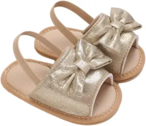 Infant Baby Girls Summer Sandals with Bowknot Open Toe Soft Sole Newborn Toddler First Walker Crib Girls Running Shoes