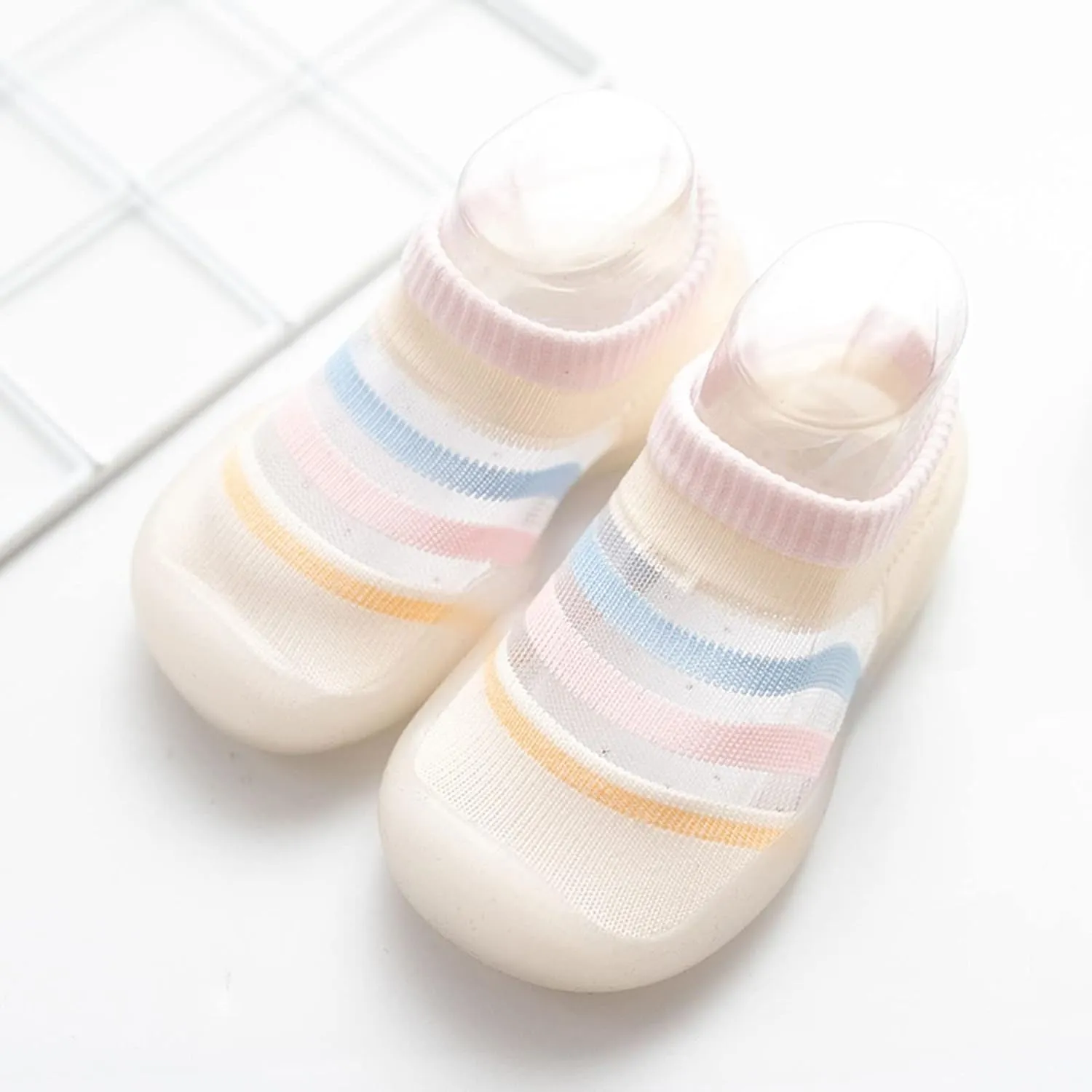 Infant Boys Girls Striped Prints Socks Shoes Breathable Mesh The Floor Socks Non Slip Toddler Baby Shoes