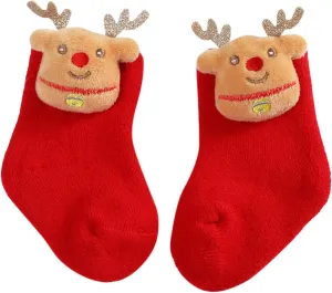 Infant Girls Christmas Sock Anti Slip Winter Warm Shoes Baby Soft Sole First Walking Shoes Toddler Sock Slipper