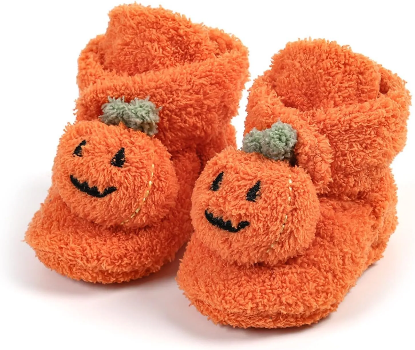 Infant Halloween Booties Soft Baby Pumpkin Santa Winter Warm Fleece Slippers Snow Boots Crib Shoes Girls Medium