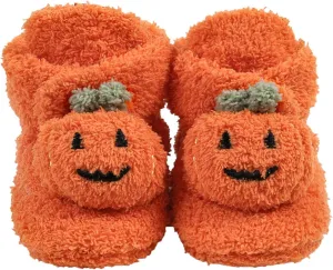 Infant Halloween Booties Soft Baby Pumpkin Santa Winter Warm Fleece Slippers Snow Boots Crib Shoes Girls Medium