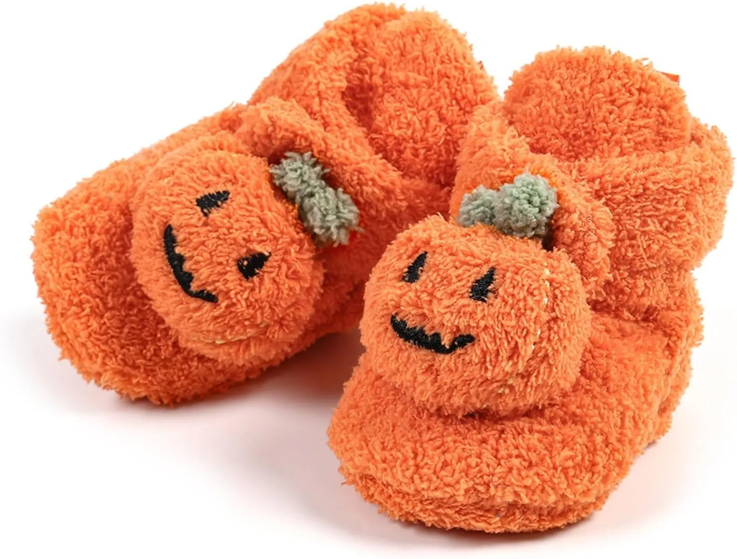 Infant Halloween Booties Soft Baby Pumpkin Santa Winter Warm Fleece Slippers Snow Boots Crib Shoes Girls Medium