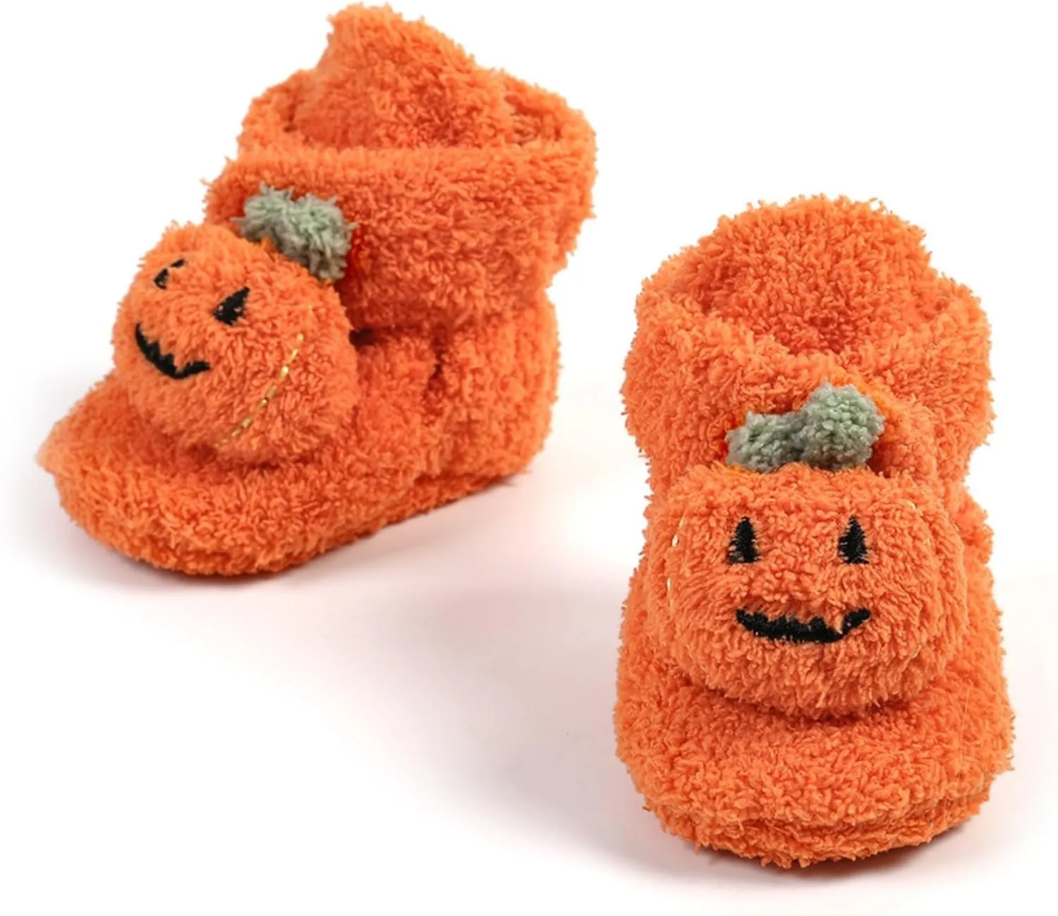 Infant Halloween Booties Soft Baby Pumpkin Santa Winter Warm Fleece Slippers Snow Boots Crib Shoes Girls Medium
