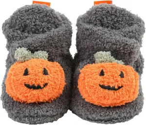 Infant Halloween Booties Soft Baby Pumpkin Santa Winter Warm Fleece Slippers Snow Boots Crib Shoes Girls Medium