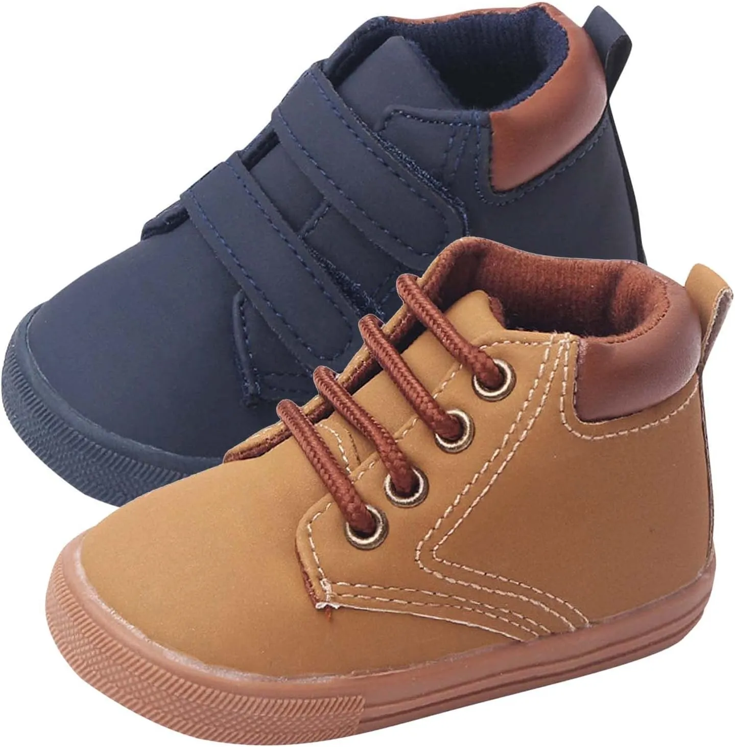 Infant Toddler Boys Girls Ankle Sneakers Baby PU Leather High Tops Soft Anti-Slip Sole First Walking Sports Shoes