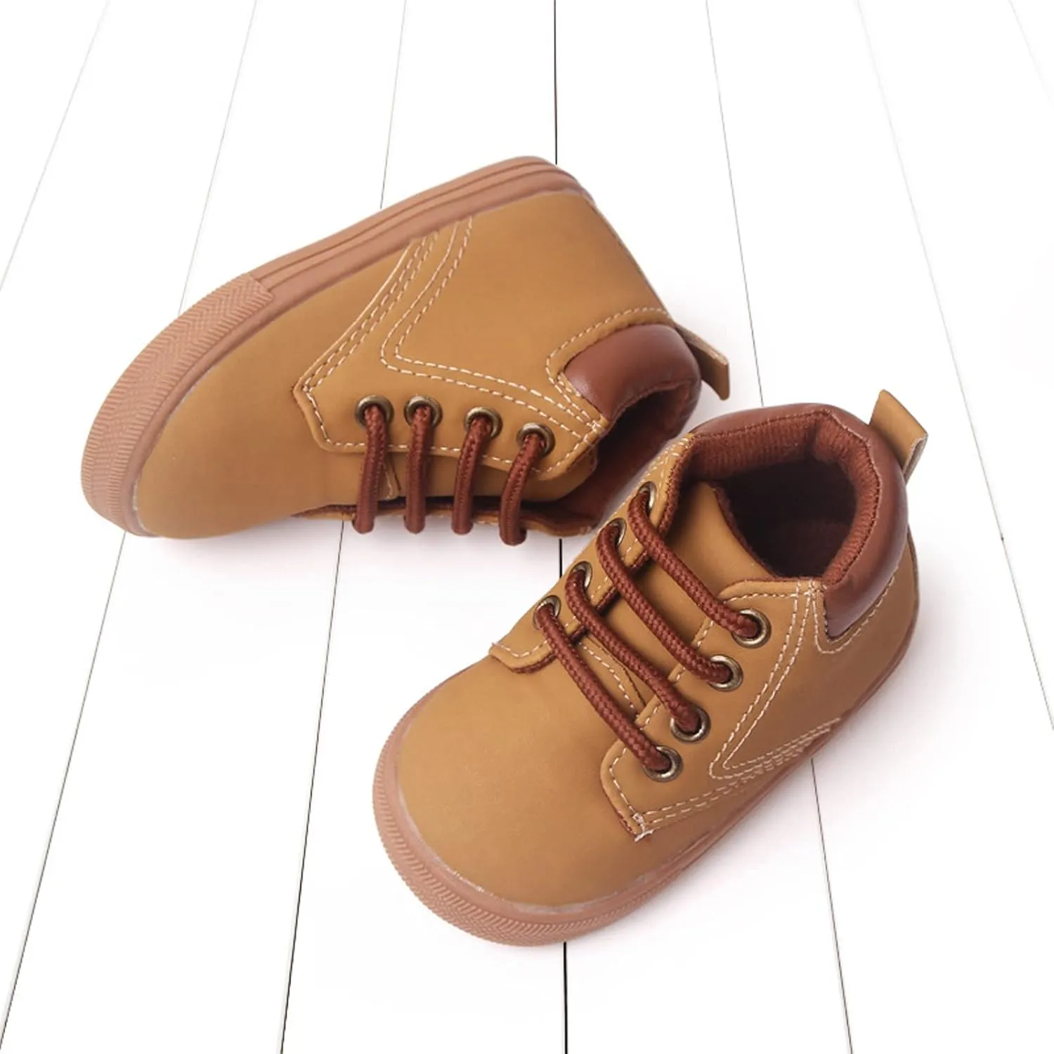 Infant Toddler Boys Girls Ankle Sneakers Baby PU Leather High Tops Soft Anti-Slip Sole First Walking Sports Shoes