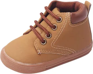 Infant Toddler Boys Girls Ankle Sneakers Baby PU Leather High Tops Soft Anti-Slip Sole First Walking Sports Shoes