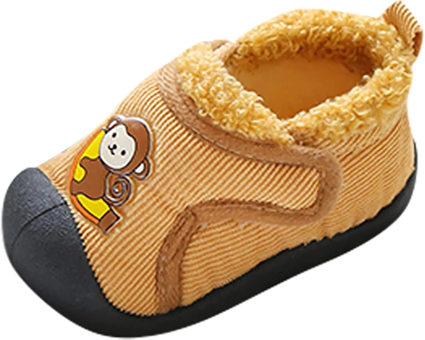 Infant Toddler Plush Walking Shoes Flat Bottom Soft Sole Slip On Cozy Casual Shoes House Slippers for Boys Girls
