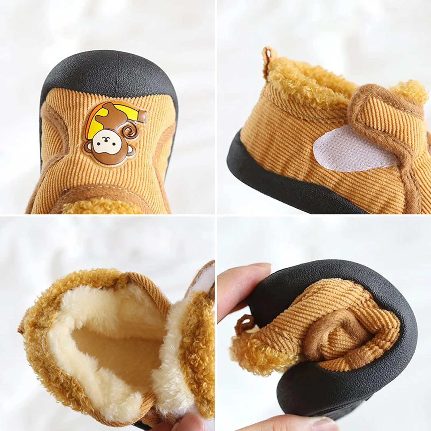 Infant Toddler Plush Walking Shoes Flat Bottom Soft Sole Slip On Cozy Casual Shoes House Slippers for Kid Light Shoes
