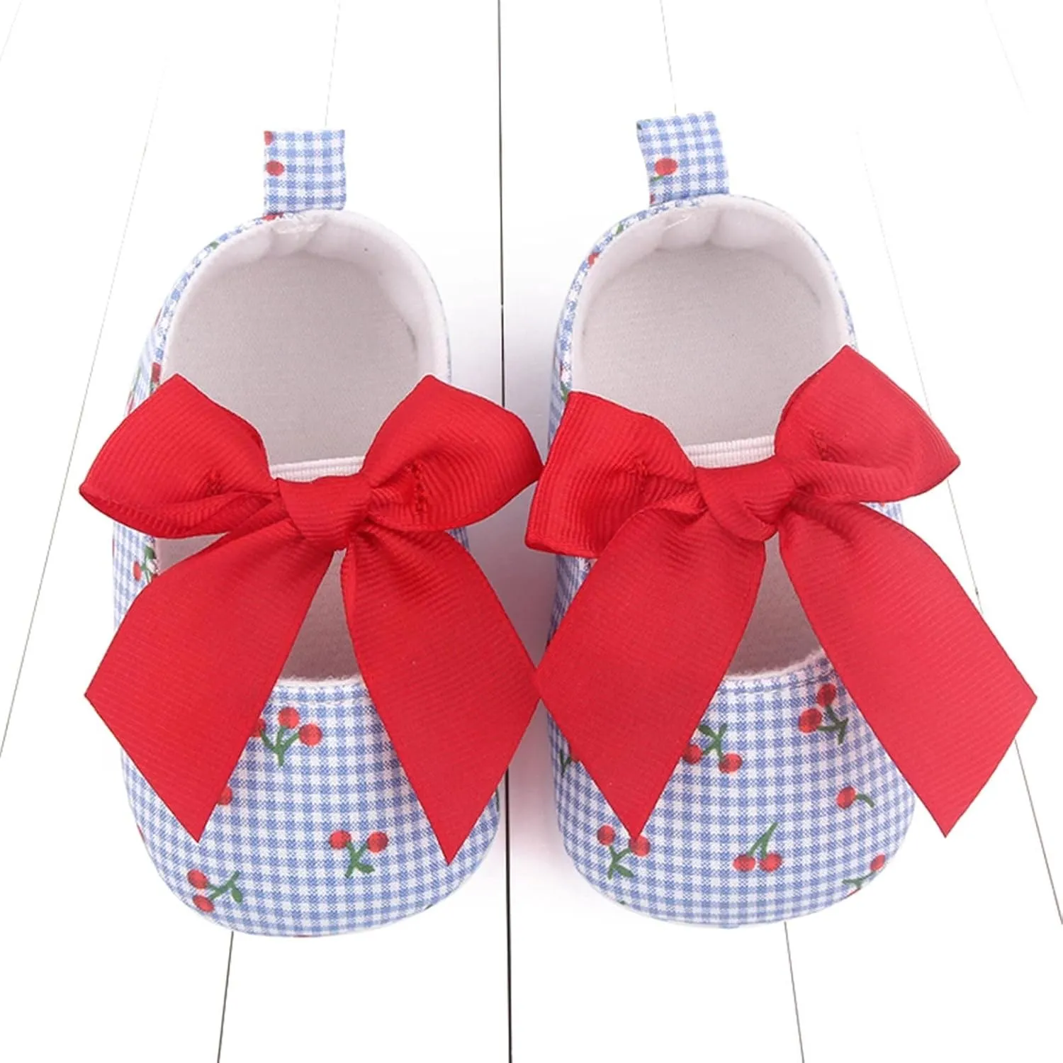 Infant Toddler Shoes Soft Sole Cute Bow Plaid Fruit Print Toddler Shoes Infant Size 4 Shoes Girls