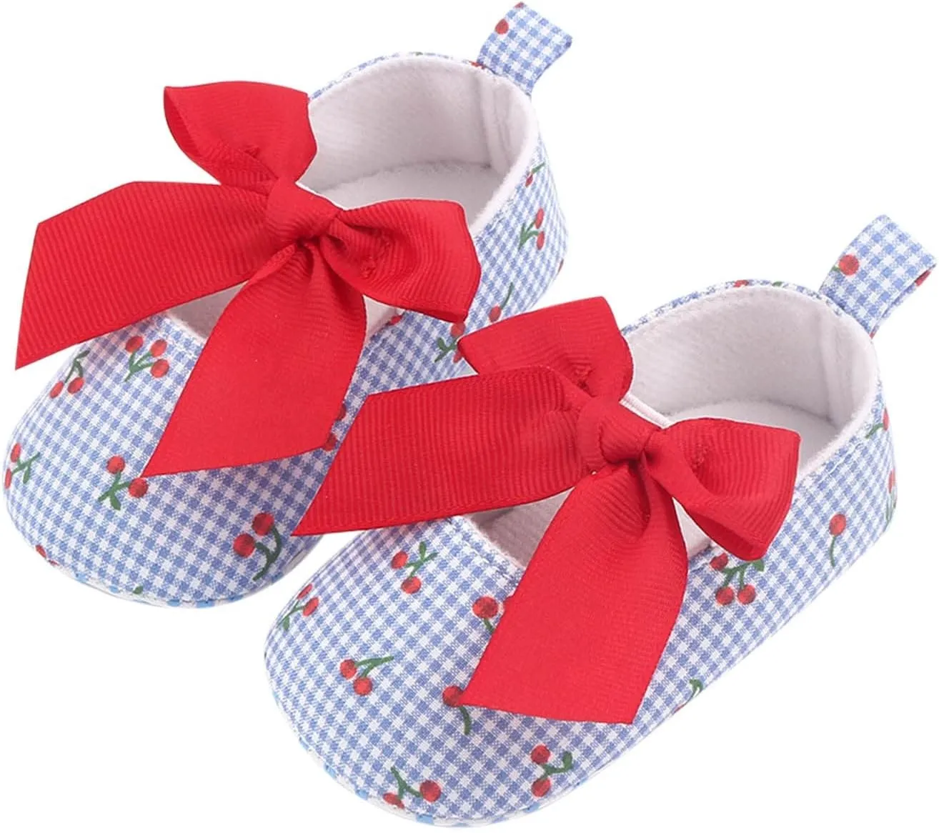 Infant Toddler Shoes Soft Sole Cute Bow Plaid Fruit Print Toddler Shoes Infant Size 4 Shoes Girls