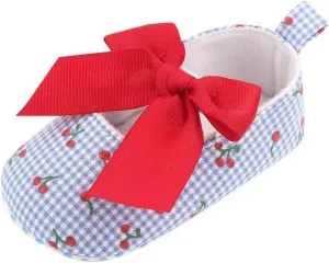 Infant Toddler Shoes Soft Sole Cute Bow Plaid Fruit Print Toddler Shoes Infant Size 4 Shoes Girls