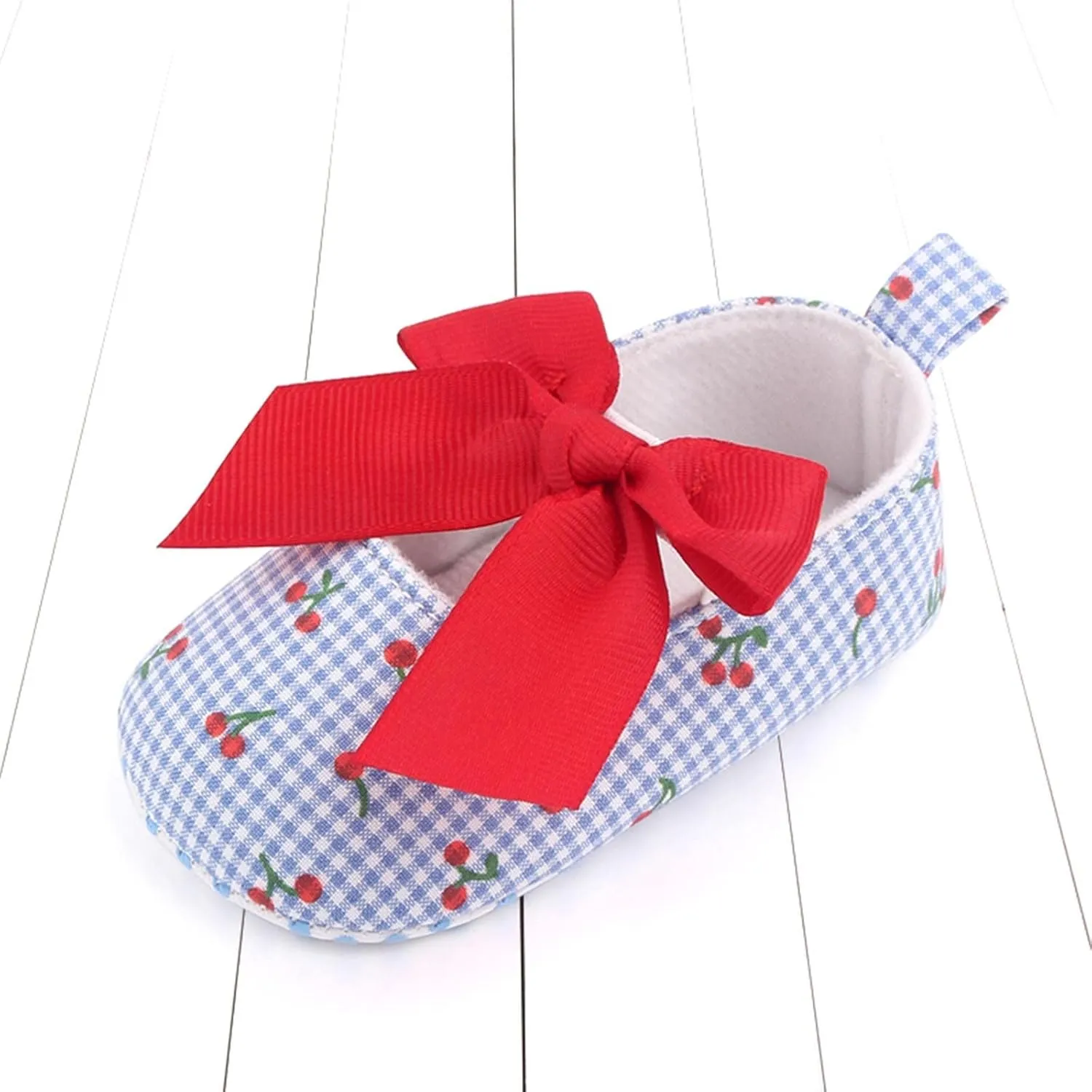 Infant Toddler Shoes Soft Sole Cute Bow Plaid Fruit Print Toddler Shoes Infant Size 4 Shoes Girls