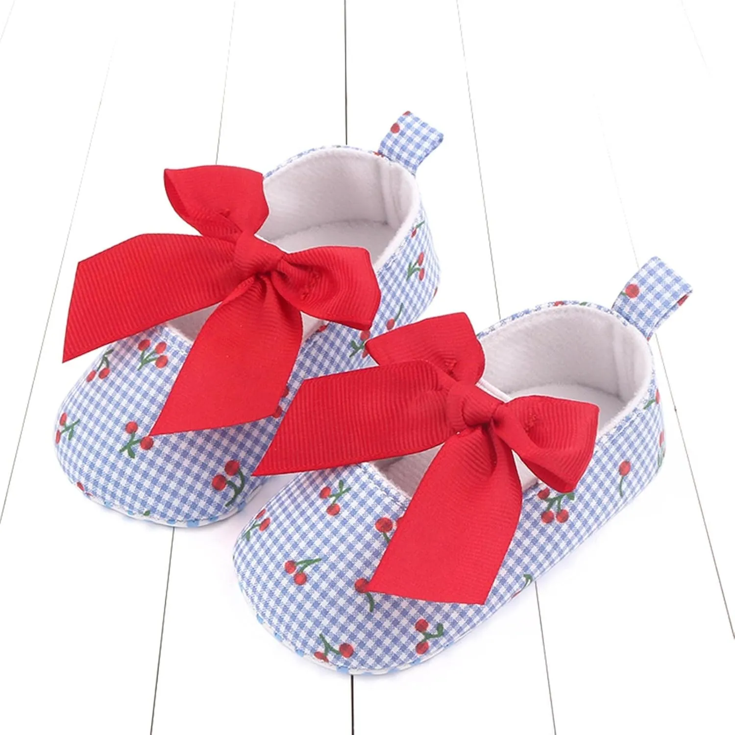 Infant Toddler Shoes Soft Sole Cute Bow Plaid Fruit Print Toddler Shoes Infant Size 4 Shoes Girls