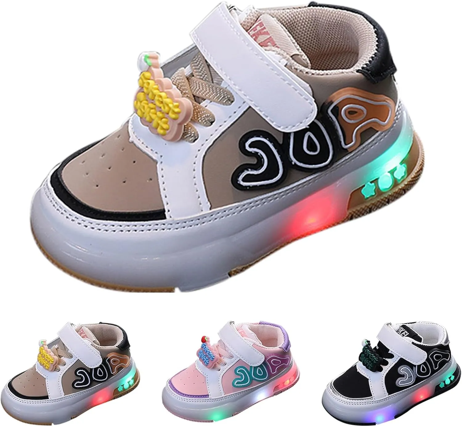 Infant Toddler Sneakers for Boys Girls Light Up Mesh Breathable Lightweight Soft Sole Casual Sport Shoes for Kids