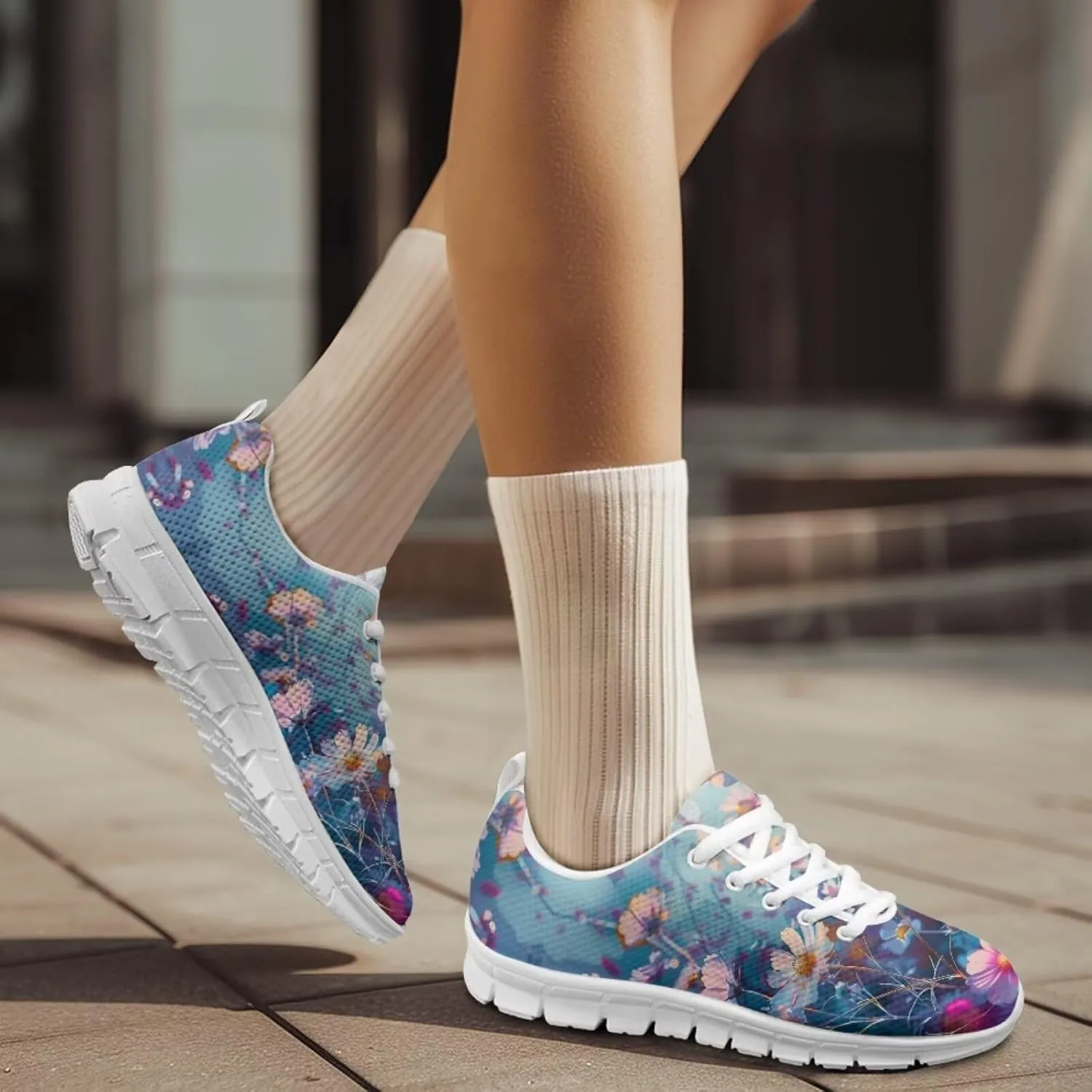 Jeiento Lightweight Walking Shoes for Women Ladies Athletic Workout Casual Shoes Comfort Footwear Trainers Mesh Shoes Lace-up Tennis Shoes