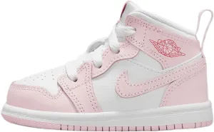 Jordan 1 Mid Baby/Toddler Shoes (DQ8425-608, Pink Foam/Fire Red/White) Size 8