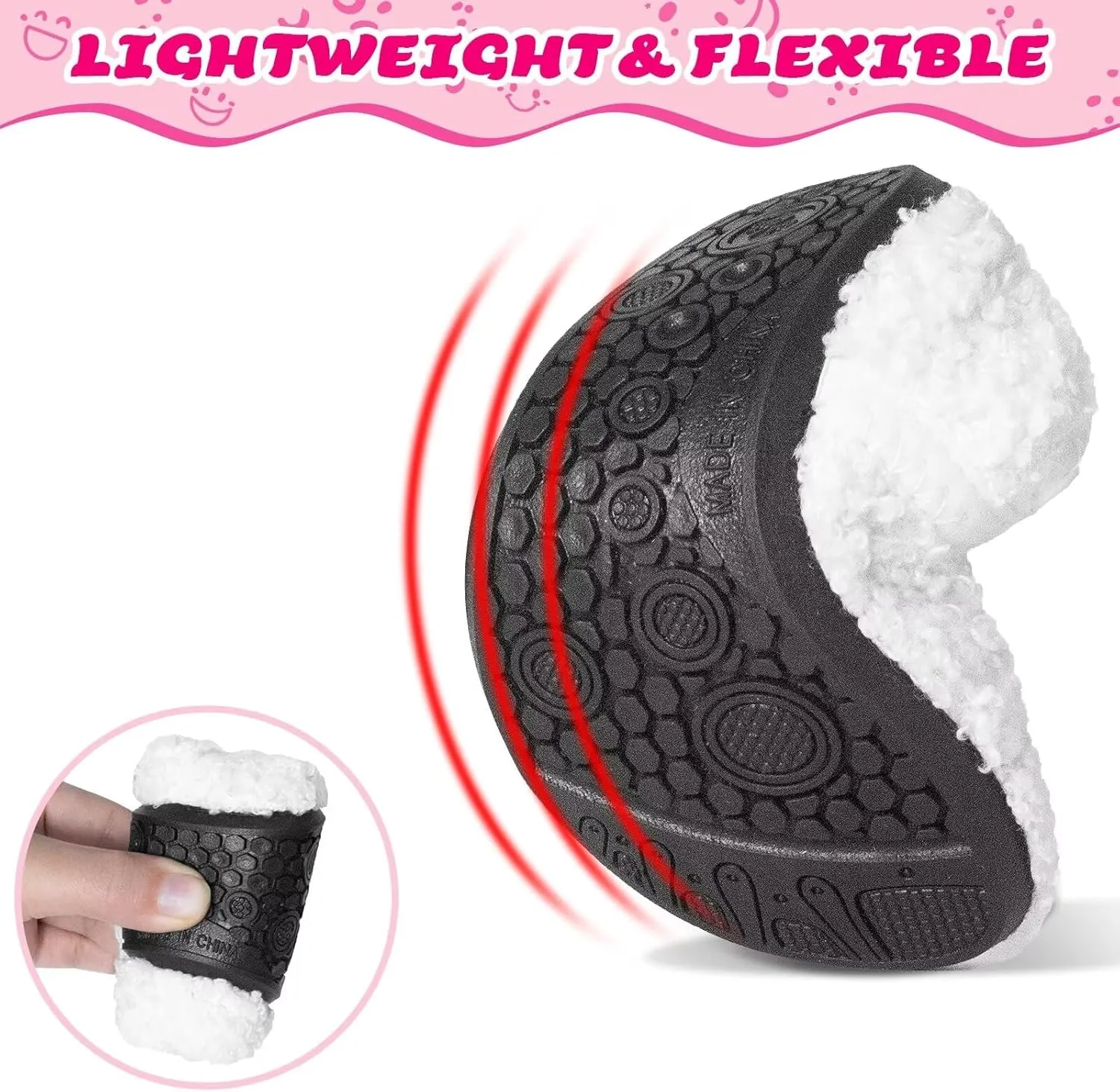 KEYUSHOP Smile Face Toddler Kids Slippers - Cute Soft Plush Non-Slip Rubber Sole Socks Shoes - Warm, Lightweight, Outdoor Walking Shoes
