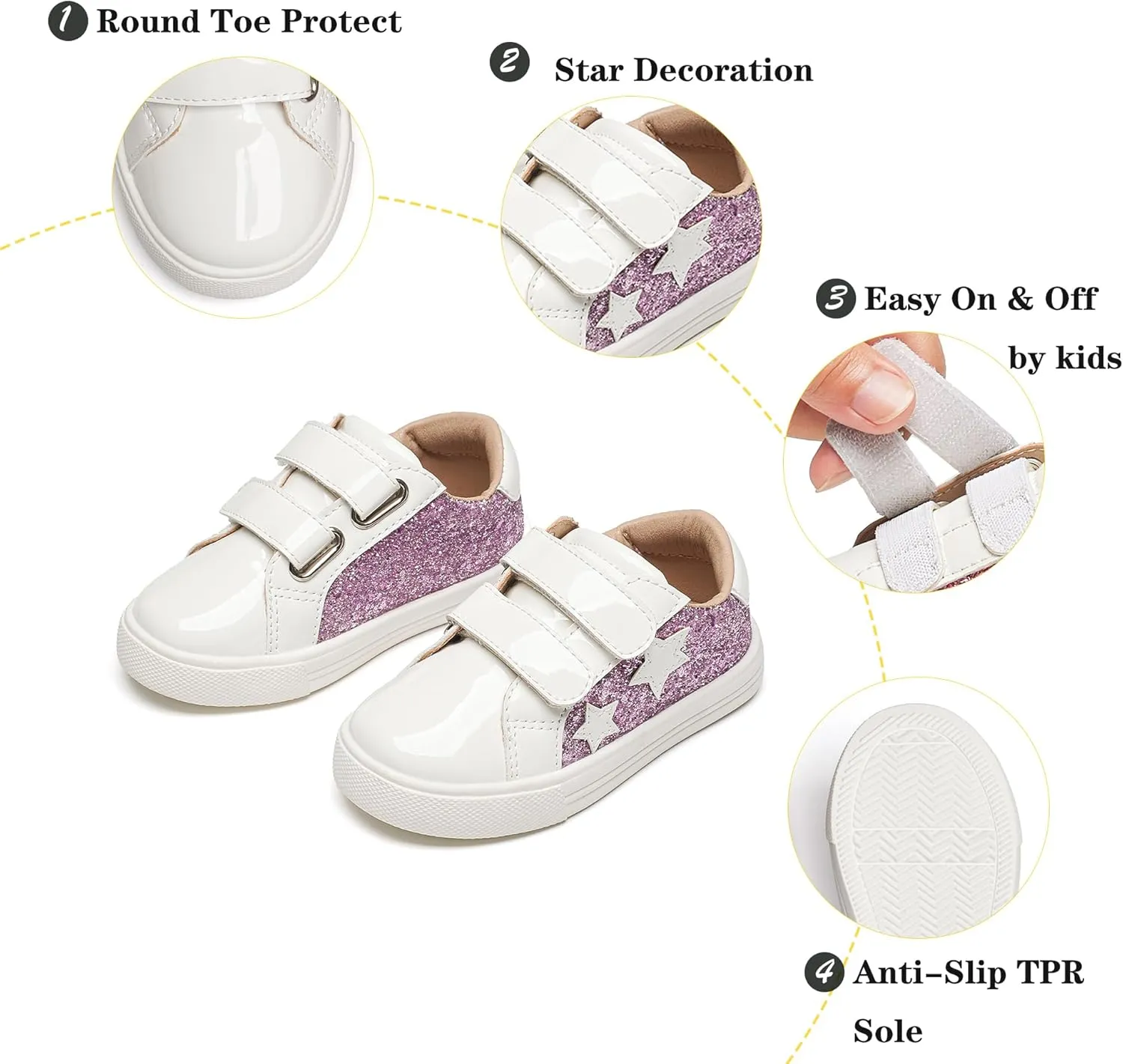 Kiderence Toddler Girls Sneakers Little Girls Running Sports Shoes(Toddler/Little Kids)