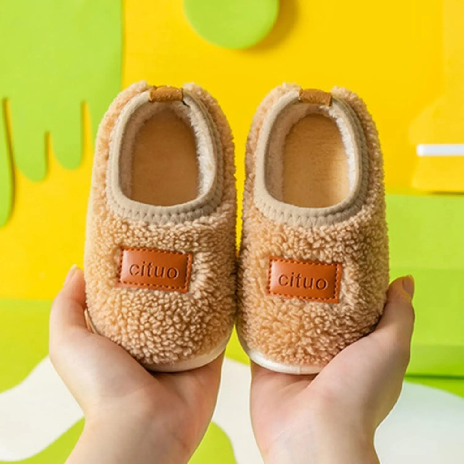Kids Children Durian Style Warm Shoes Cotton Shoes Solid Fashion Soft Sole Indoor Non Slip Shoes for Toddler