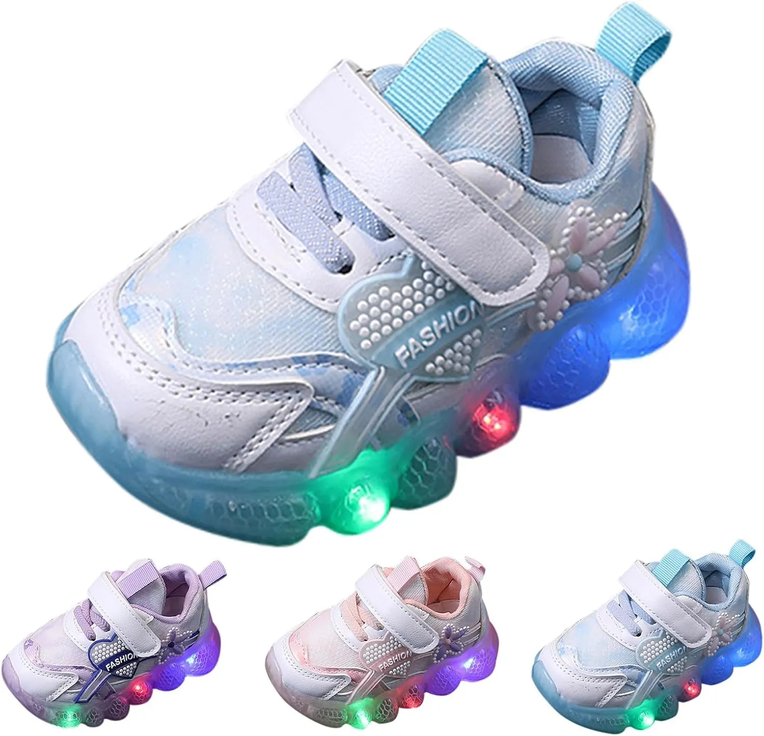 Kids Light Up Shoes Girls Boys Breathable LED Luminous Soft Sole Running Sports Sneaker Lace-Up Casual Kids Slip Sneaker