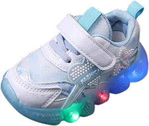 Kids Light Up Shoes Girls Boys Breathable LED Luminous Soft Sole Running Sports Sneaker Lace-Up Casual Kids Slip Sneaker