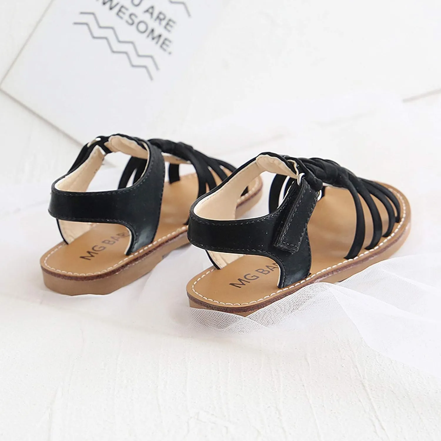 Kids Roman Sandals,1-7Years Baby Girls Boys Soft Rubber Sole Anti-Slip Summer Toddler Flats First Walkers Shoes