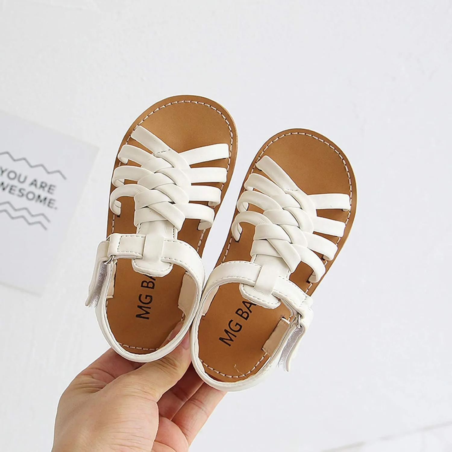 Kids Roman Sandals,1-7Years Baby Girls Boys Soft Rubber Sole Anti-Slip Summer Toddler Flats First Walkers Shoes