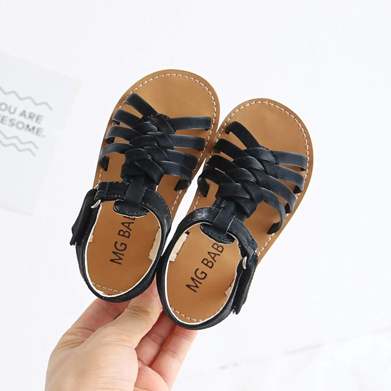 Kids Roman Sandals,1-7Years Baby Girls Boys Soft Rubber Sole Anti-Slip Summer Toddler Flats First Walkers Shoes