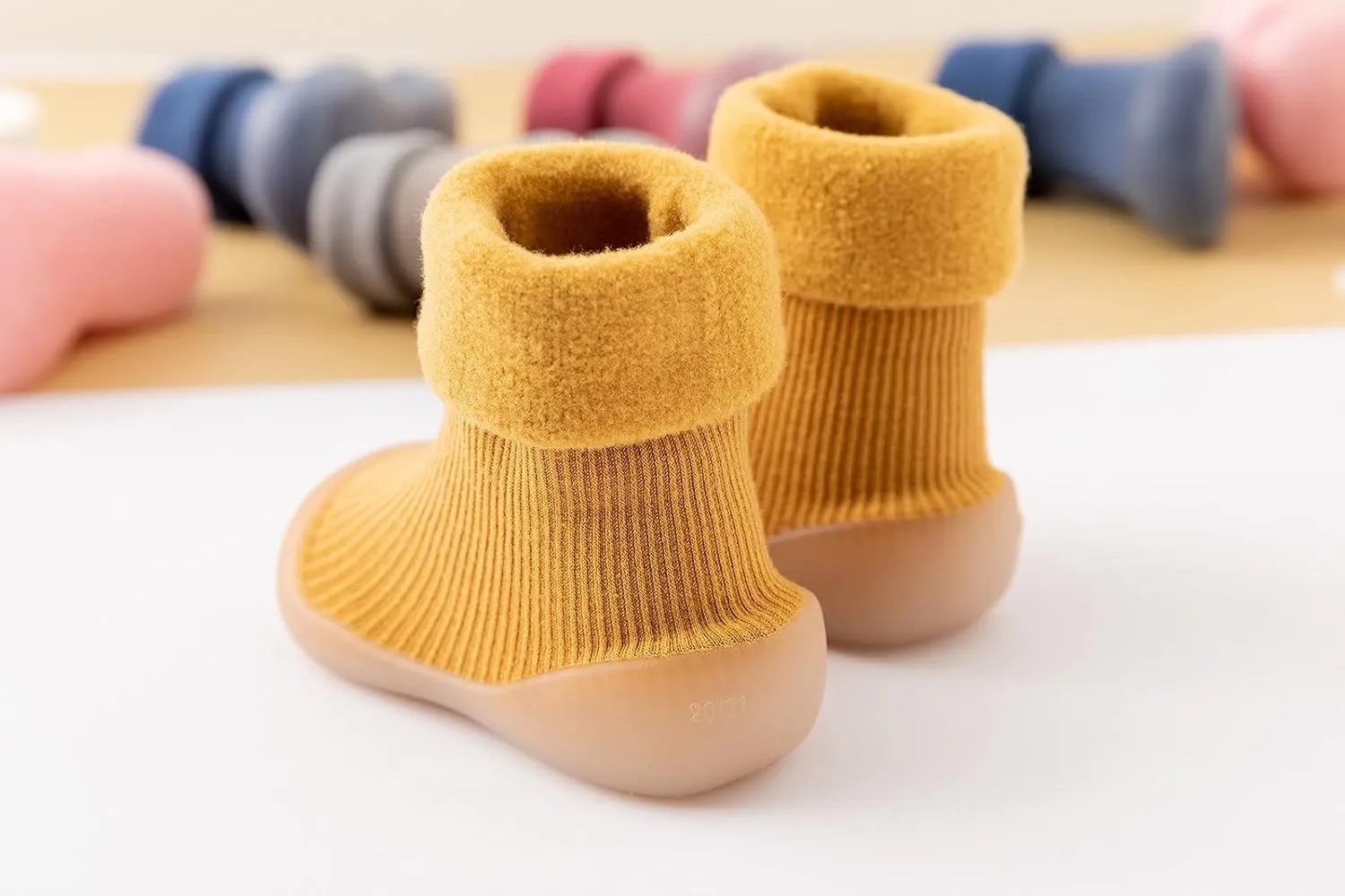 Kids Toddler Baby Boys Girls Solid Warm Knit Soft Sole Rubber Shoe Socks Slipper Stocking Soft Shoes Baby House Shoes