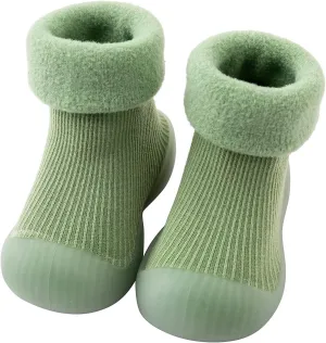 Kids Toddler Baby Boys Girls Solid Warm Knit Soft Sole Rubber Shoe Socks Slipper Stocking Soft Shoes Baby House Shoes