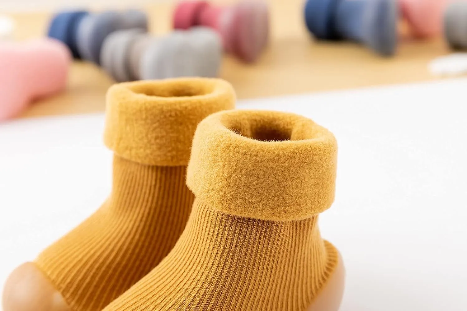 Kids Toddler Baby Boys Girls Solid Warm Knit Soft Sole Rubber Shoe Socks Slipper Stocking Soft Shoes Baby House Shoes