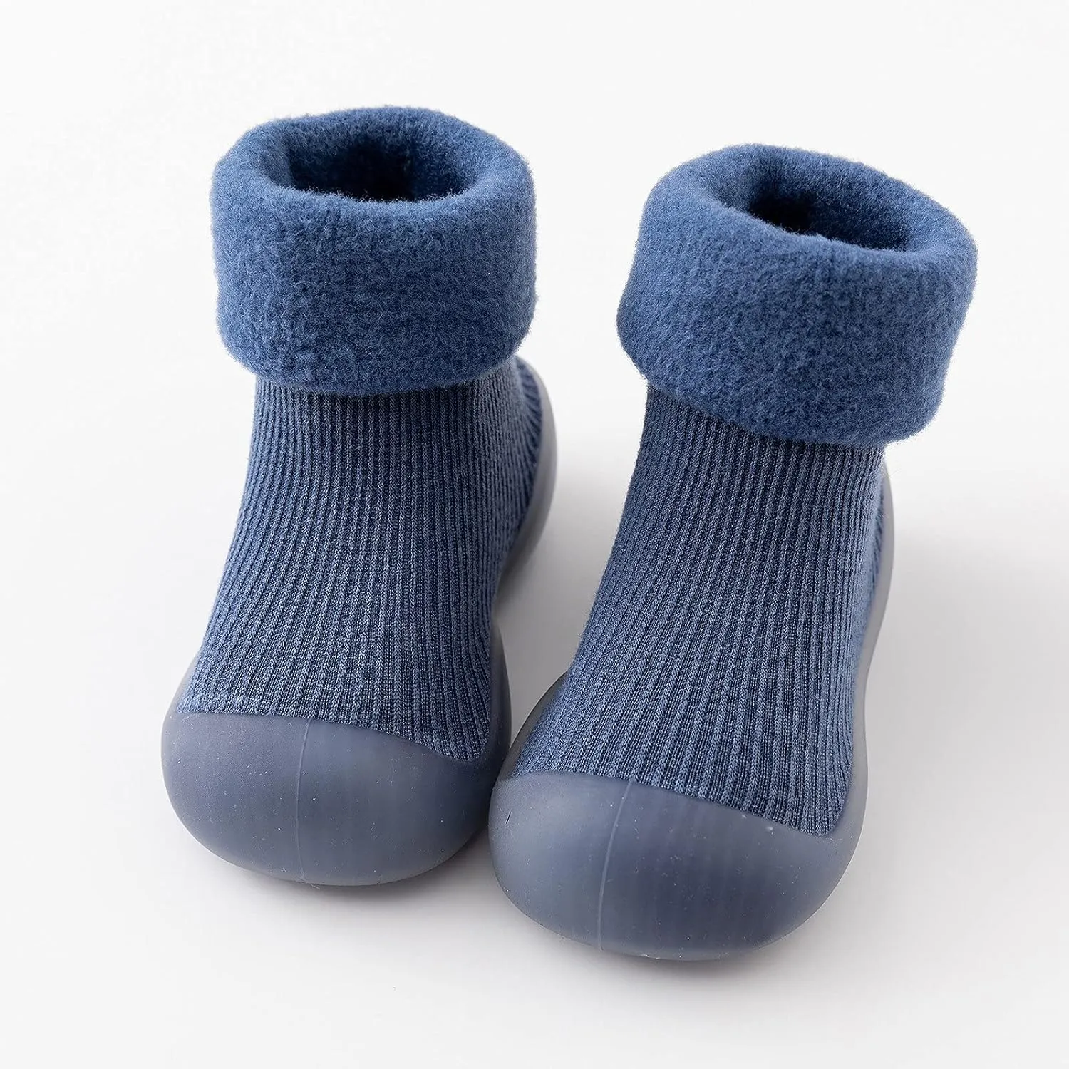 Kids Toddler Baby Boys Girls Solid Warm Knit Soft Sole Rubber Shoes Sock Slipper Stocking Slippers for Toddler Girls (Blue, 18)