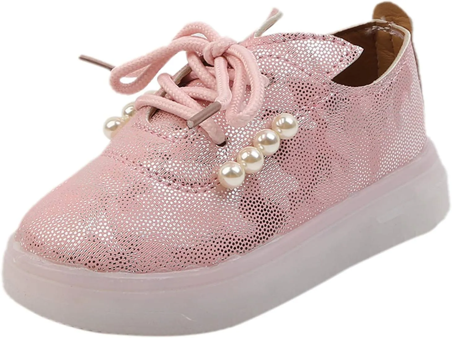 Kids Toddler Girls Shoes Light Up Flashing Tennis Sneakers with Pearl Outdoor Casual Toddler Dress Boots Boy