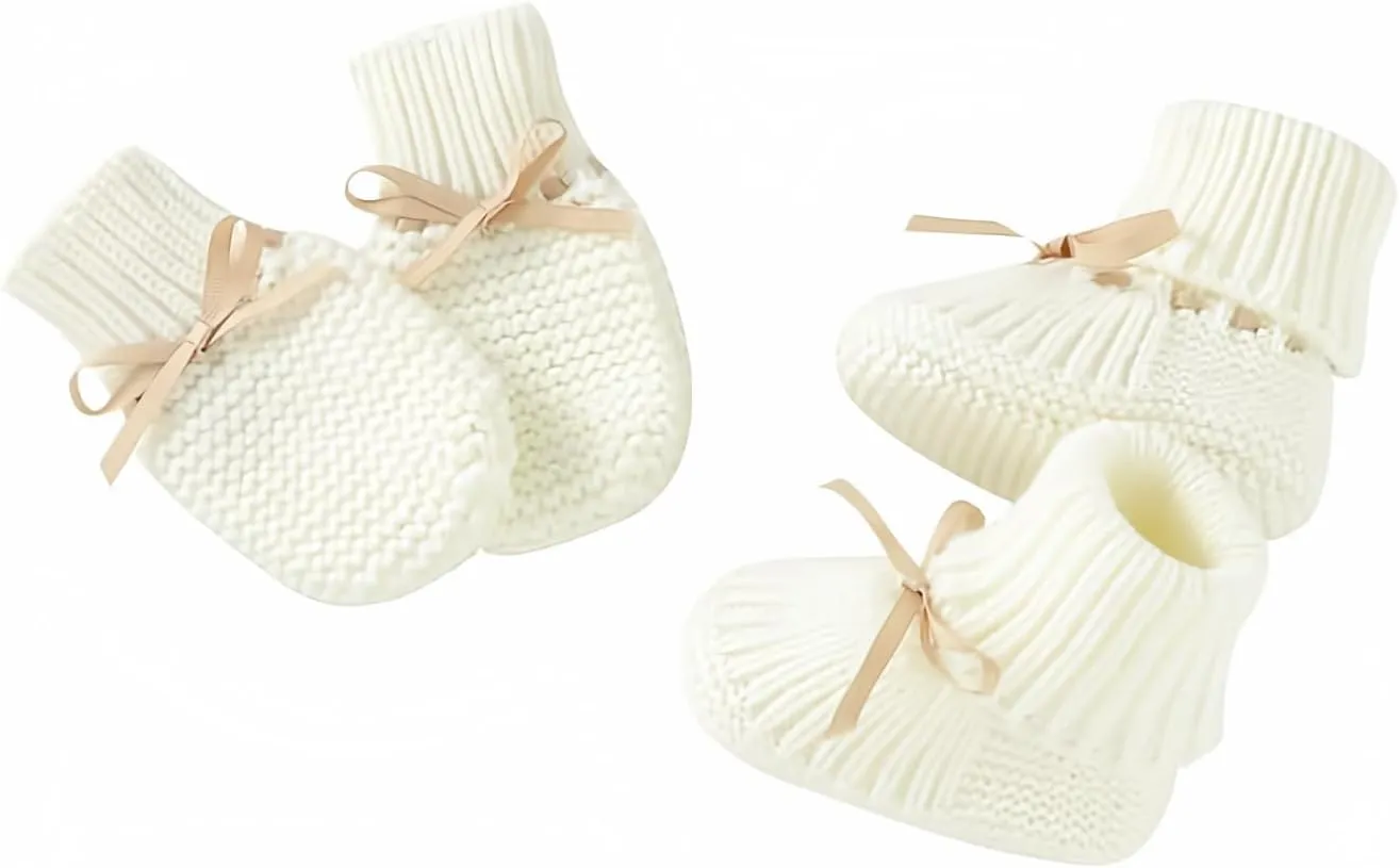 LAWKUL Baby Outfit Cotton Knit Newborn Infant Romper Knitted Longsleeve Sweater Clothes With Warm Hat Set Toddler Boy Girl