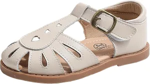 Little Girls T-Strap Hook&Loop Clsoed-Toe Dress Heart Summer School Sandals