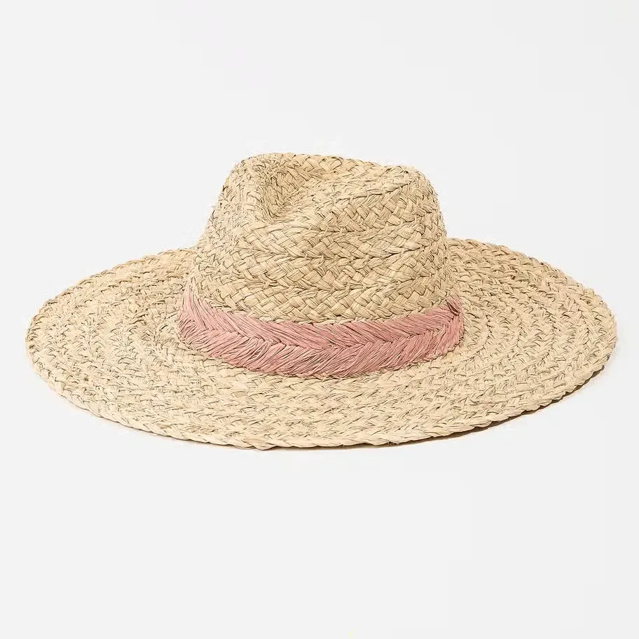 Lyla Braided Leaf Strap Straw Hat