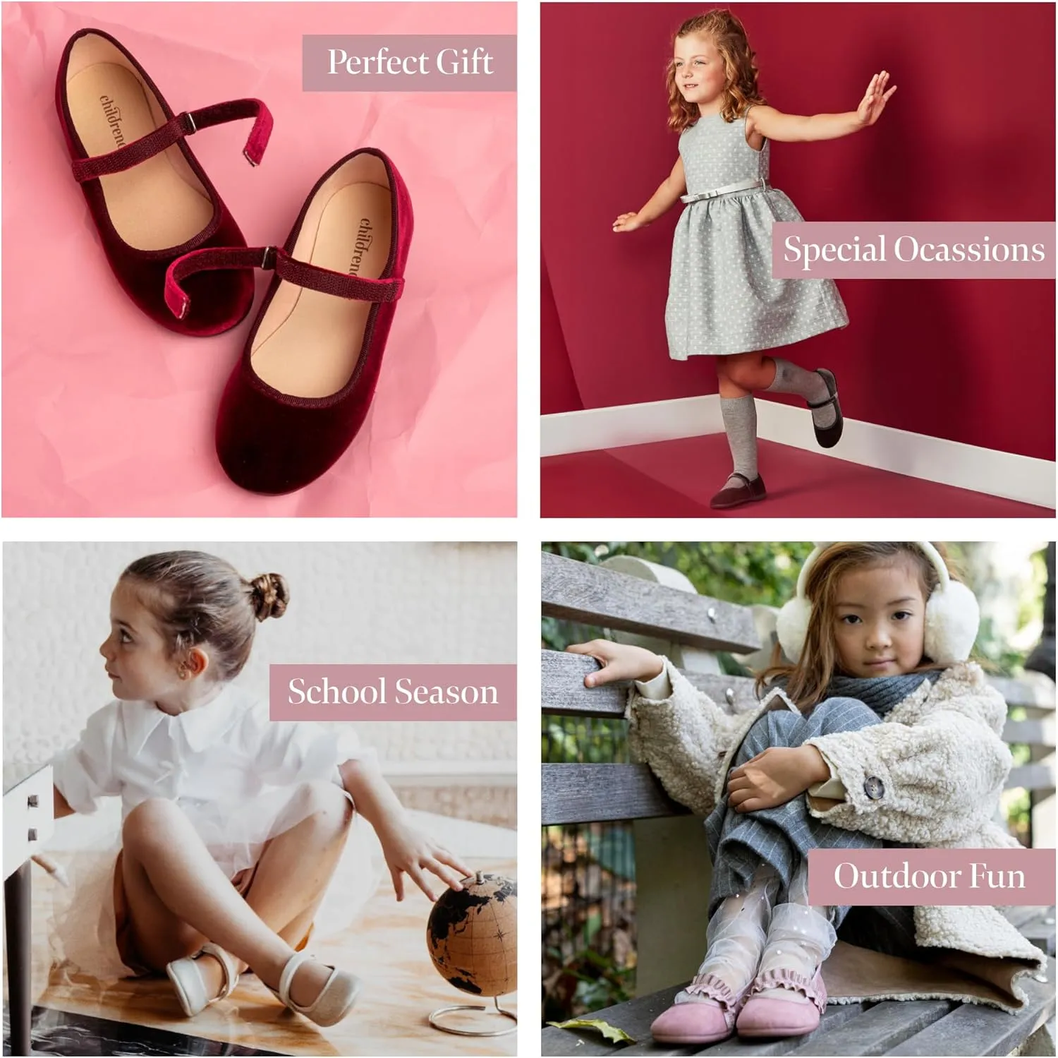 Mary Jane Shoes for Girls  Classic & Comfortable Dress Shoes for Toddlers & Kids  Perfect Flats for School, Play, and Special Occasions (Velvet)