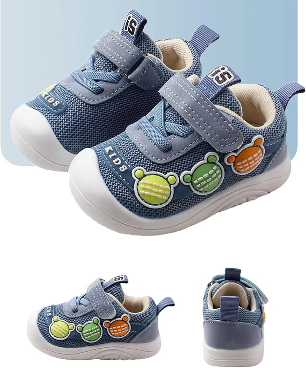 Mesh Sport Shoes Baby Toddler Non Slip Cute artoon Soft Sole Breathable Hook and Loops Running Walking Shoes