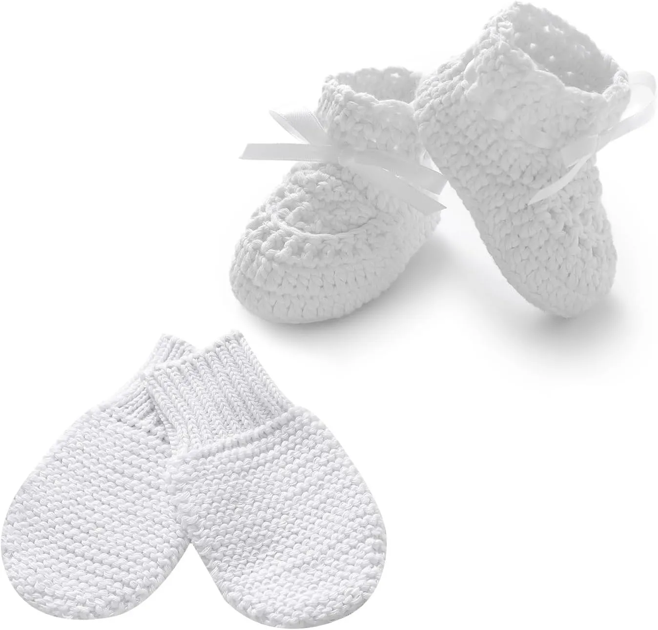 mimixiong Baby Booties Gloves Set Newborn Babe Sock Shoes Handmade Boots Cotton Shoes No Scratch Mittens for Infant Boy Girl