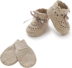 mimixiong Baby Booties Gloves Set Newborn Babe Sock Shoes Handmade Boots Cotton Shoes No Scratch Mittens for Infant Boy Girl