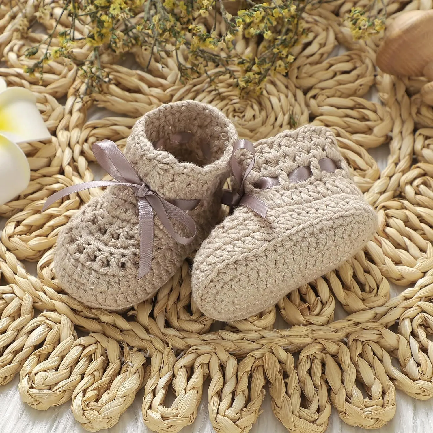mimixiong Baby Booties Gloves Set Newborn Babe Sock Shoes Handmade Boots Cotton Shoes No Scratch Mittens for Infant Boy Girl