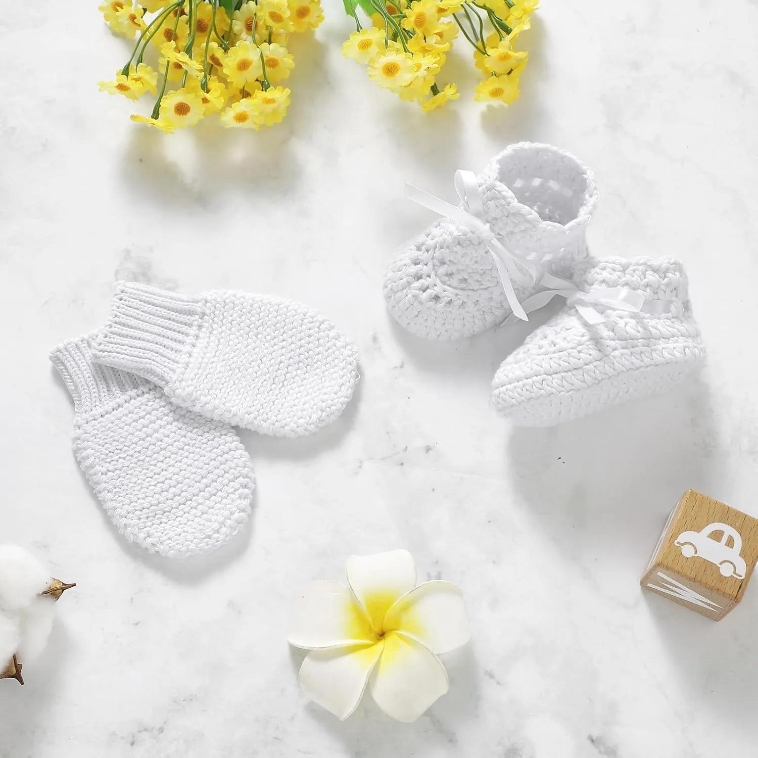 mimixiong Baby Booties Gloves Set Newborn Babe Sock Shoes Handmade Boots Cotton Shoes No Scratch Mittens for Infant Boy Girl