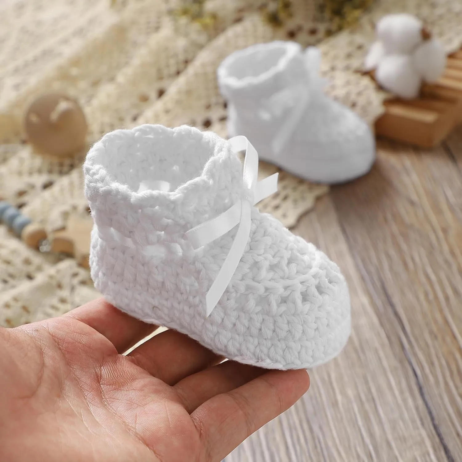 mimixiong Baby Booties Gloves Set Newborn Babe Sock Shoes Handmade Boots Cotton Shoes No Scratch Mittens for Infant Boy Girl